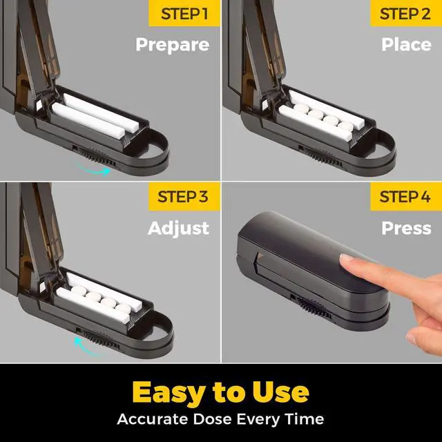 Alt view image 5 of 7 - Pill Cutter for Small Pills - Multiple Splitter Pill Cutters for Small to Large Pills, Multi Tablet Split Cutter with Accurate Pill Alignment Cutter, Safety-Blade Guard, Food Grade Stainless Steel