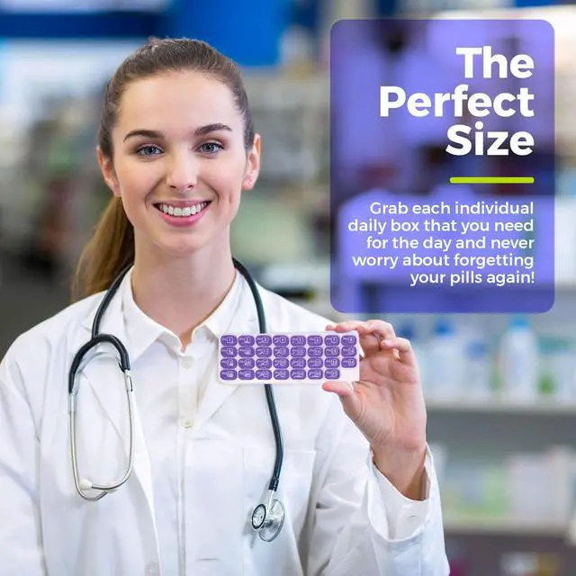 Alt view image 5 of 7 - Monthly Pill Organizer - 31 Day Pill Organizer with Large Removable Medication Pods, Portable Pill Case Box and Holder for Daily Medicine and Vitamins for Travel, Purple