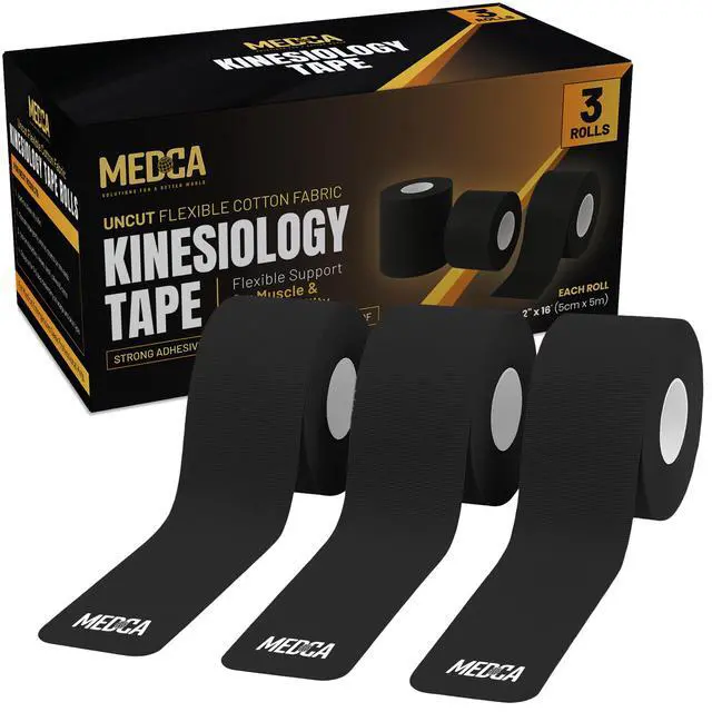Alt view image 8 of 14 - Kinesiology Tape Rolls - Pack of 3 (2 Inch x 16 Ft / 5cm x 5m) - Latex-Free, Breathable Cotton - Strong Adhesive for Muscle & Joint Support - Water-Resistant & Sweatproof for Sports & Recovery, Black