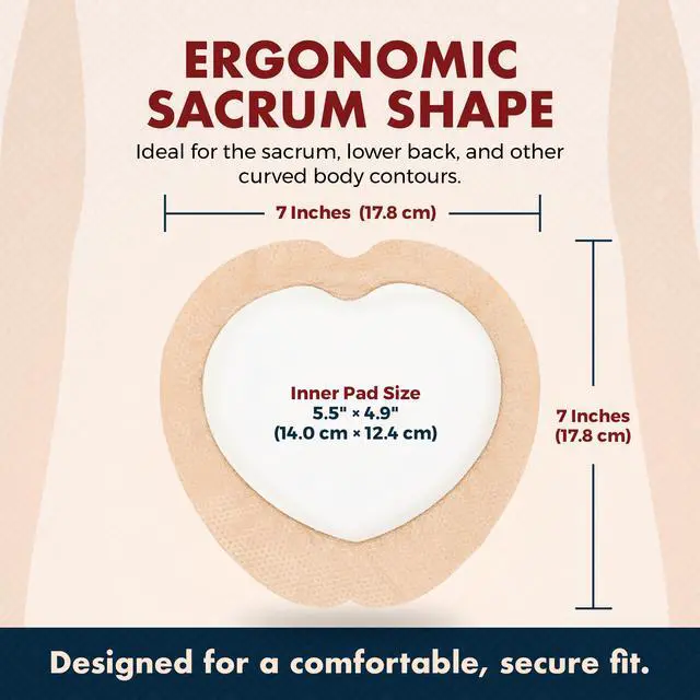 Alt view image 12 of 14 - MEDca Silicone Sacrum Foam Dressing w/Adhesive Border 7"x7" Bandage (Pack of 5) - Waterproof Silicone Bandages for Wounds, Highly-Absorbent Wound Dressing for Bed Sore Sacral Foam