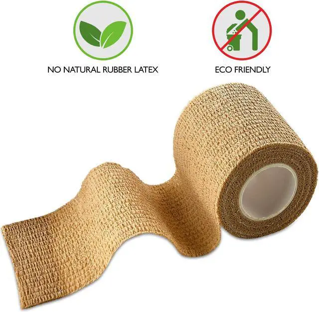 Alt view image 3 of 8 - MEDca Self Adherent Cohesive Wrap Bandages 2 Inches X 5 Yards 12 Count with Strong Elastic First Aid Tape for Sprain Swelling and Soreness on Wrist and Ankle (Skin Color)