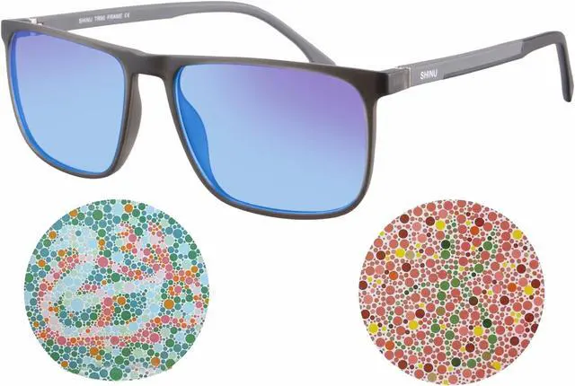 Alt view image 2 of 5 - SHINU Full Frame Style Color Blind Glasses Colorblindness Glasses Color Weakness Glasses Spectacles Unisex-CB078(C5,transparent grey)