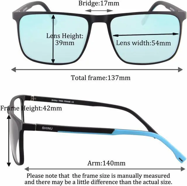Alt view image 3 of 5 - SHINU Full Frame Style Color Blind Glasses Colorblindness Glasses Color Weakness Glasses Spectacles Unisex-CB078(C5,transparent grey)