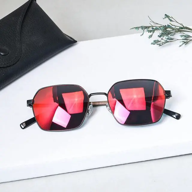 Alt view image 7 of 7 - Designer sunglasses men titanium glasses wood eyeglasses men polarized lenses vintage trending sunglasses 2022 rectangle glasses