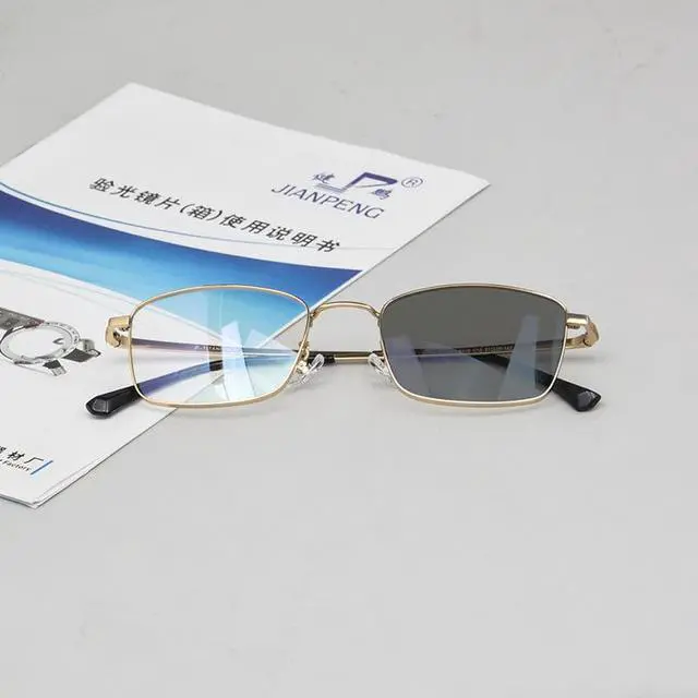 Alt view image 5 of 7 - Photochromic lenses men's glasses Titanium Glasses square glasses progressive prescription glasses single vision astigmatism 316
