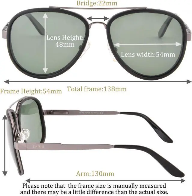 Alt view image 3 of 3 - SHINU Men Aviator  Sunglasses Tr90 UV400 Protection Eyeglasse - SH5002