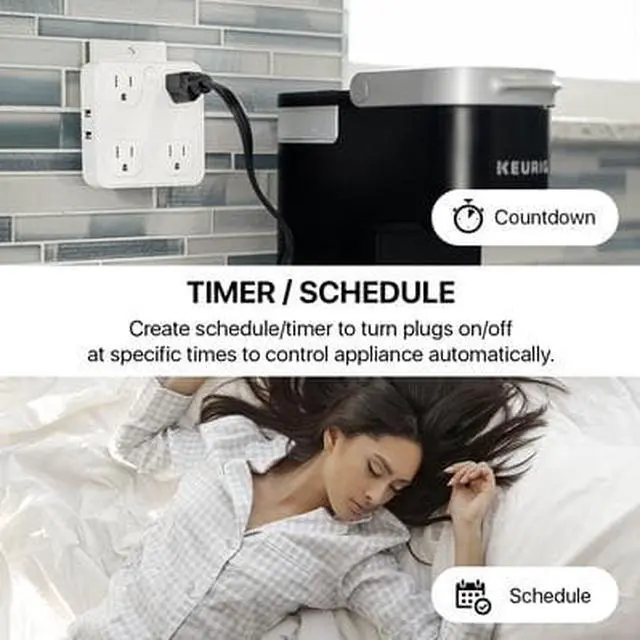 Alt view image 3 of 7 - Sonicgrace Wireless Wall Tap Smart Plug (4 Outlets,4 USB Ports) - WTP110