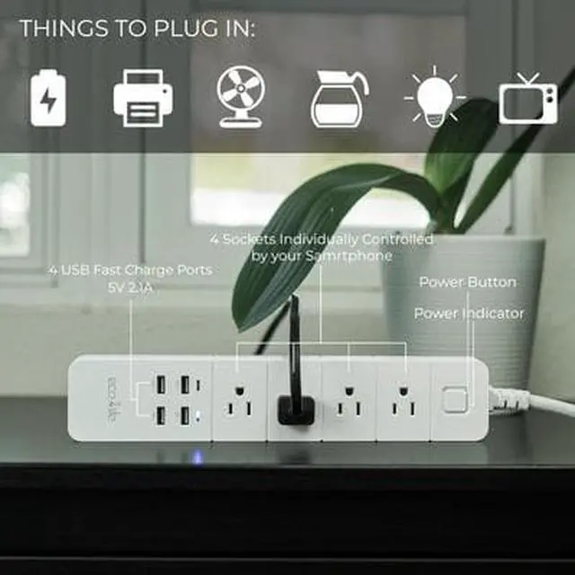 Alt view image 2 of 7 - Sonicgrace WiFi Smart Power Surge Protector with 4 Outlets and 4 USB Charging Ports - C380