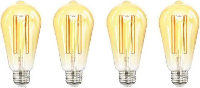 Main image of eco4life Smart LED Amber Filament Bulb, ST19 Edison, 60W Equivalent, E26/E27 Base, Dimmable, Compatible with Amazon Alexa, Google Assistant, Siri- No Hub Required (4 Pack)