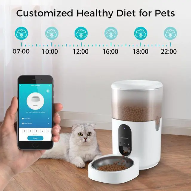 Alt view image 2 of 7 - eco4life WiFi Smart Pet Feeder (6L) with Stainless Steel Food Bowl