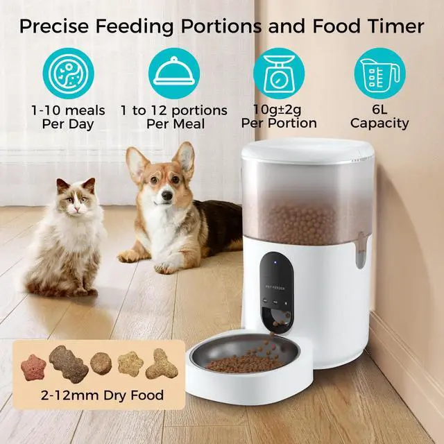 Alt view image 5 of 7 - eco4life WiFi Smart Pet Feeder (6L) with Stainless Steel Food Bowl