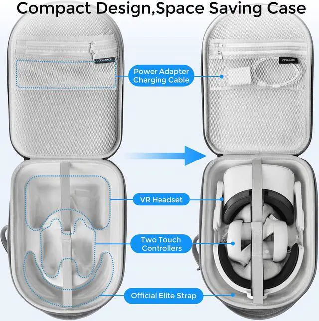 Alt view image 5 of 7 - Sonicgrace for Oculus Quest 2 Carry Case Hard Shell Travel Case
