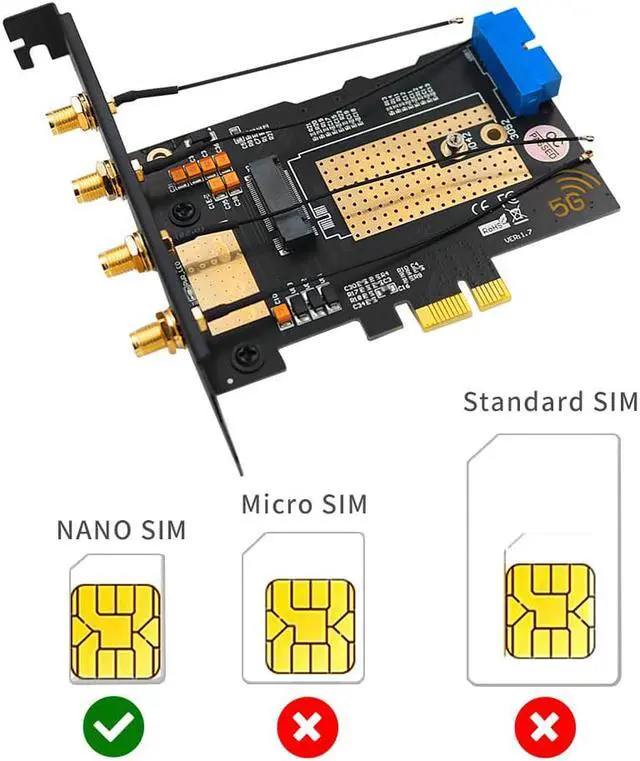 Alt view image 3 of 7 - New version  M.2 B key USB3.0 & PCIe dual bus interface 5G WWAN card Adapter