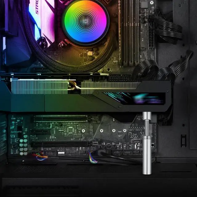 Alt view image 4 of 5 - Graphics Card GPU Support Bracket,Adjustable height 27-50mm 49-80mm 74-120mm Video Card Sag Holder Bracket Silver S