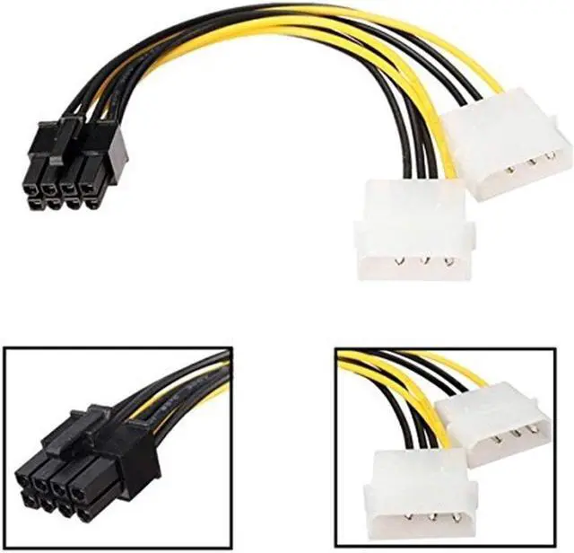 Alt view image 4 of 4 - Cable Adapter (2-Pack) 8-Pin PCIe to Molex (2x) Power Cable 7Inches