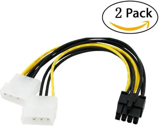 Alt view image 2 of 4 - Cable Adapter (2-Pack) 8-Pin PCIe to Molex (2x) Power Cable 7Inches