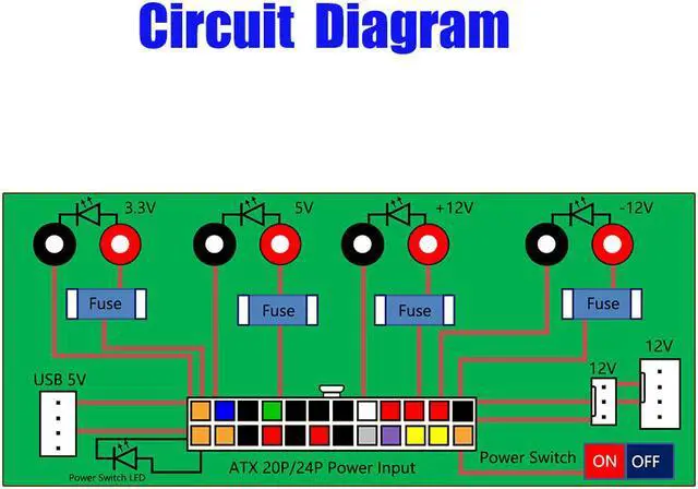 Alt view image 5 of 5 - 20/24 Pins ATX Benchtop PC Power Breakout Adapter with USB 5V port