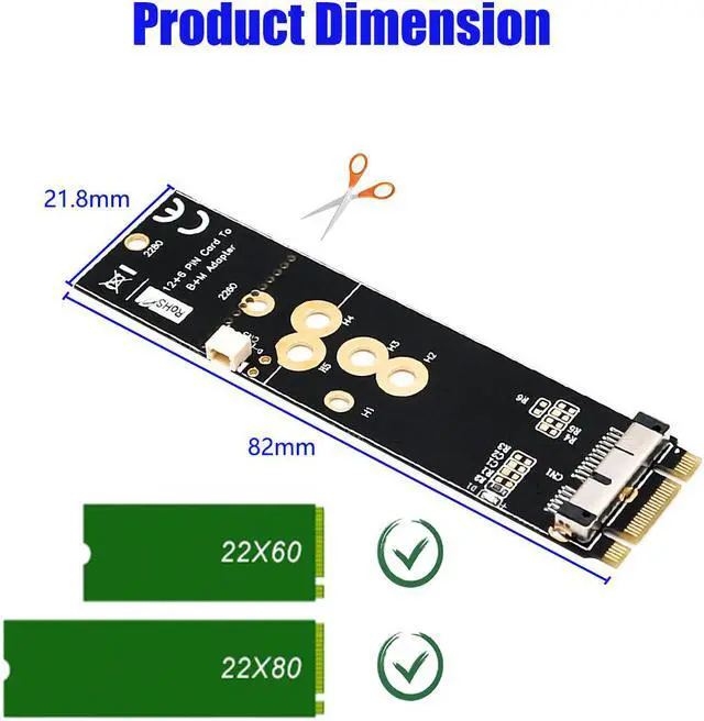 Alt view image 4 of 6 - BCM94360CD/BCM94360CS2/BCM943224PCIEBT2 12+6Pin Wifi  bluetooth Card To NGFF(M.2)  Key M Adapter For Mac OS