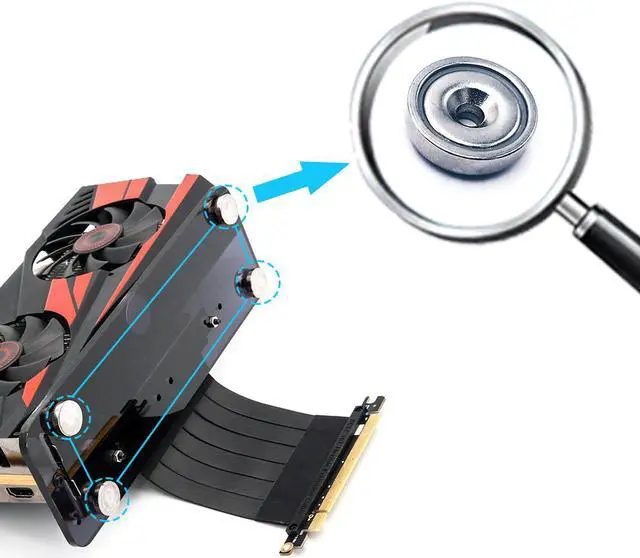 Alt view image 3 of 6 - PCI- E 3.0 16X Graphics Card vertical kickstand/base with magnetic standoff for DIY ATX case