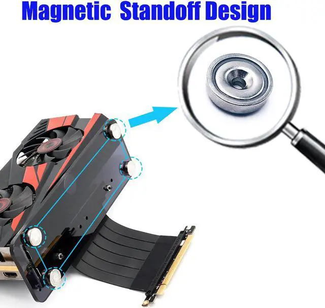 Alt view image 5 of 5 - PCI- E 3.0 16X Graphics Card vertical kickstand/base with high speed PCI-E extension cable and magnetic standoff  for DIY  ATX case