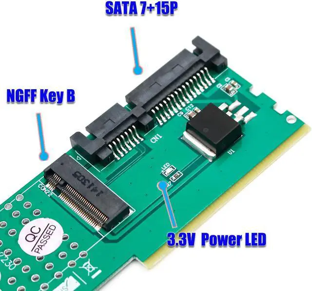 Alt view image 3 of 7 - NGFF(M.2)  B-key  SATA-Bus SSD to SATA3 Adapter by DDR memory slot installation