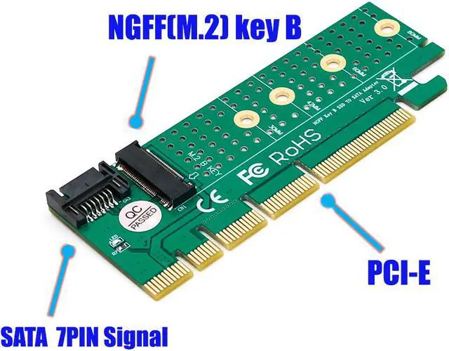 Alt view image 6 of 7 - NGFF(M.2)  B-key  SATA-Bus SSD to SATA3 Adapter with Heatsink