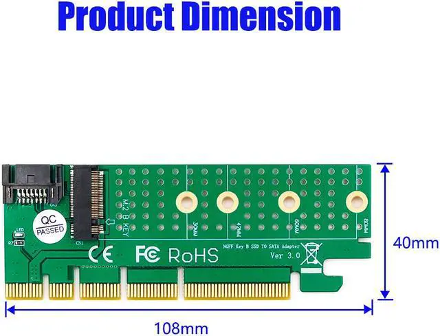 Alt view image 4 of 7 - NGFF(M.2)  B-key  SATA-Bus SSD to SATA3 Adapter with Heatsink