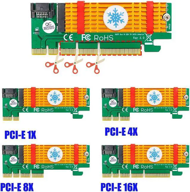 Alt view image 3 of 7 - NGFF(M.2)  B-key  SATA-Bus SSD to SATA3 Adapter with Heatsink