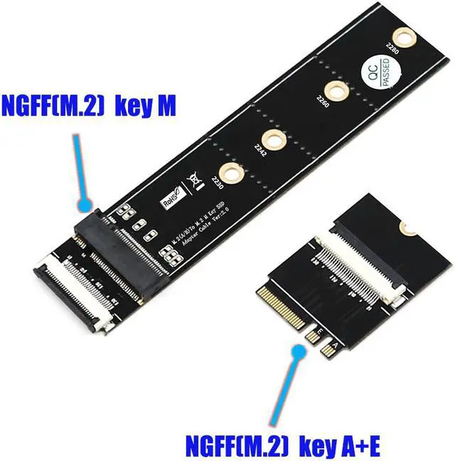 Alt view image 3 of 7 - NGFF (M.2)  Key M  to  Key A+E  Card with High Speed FPC Cable