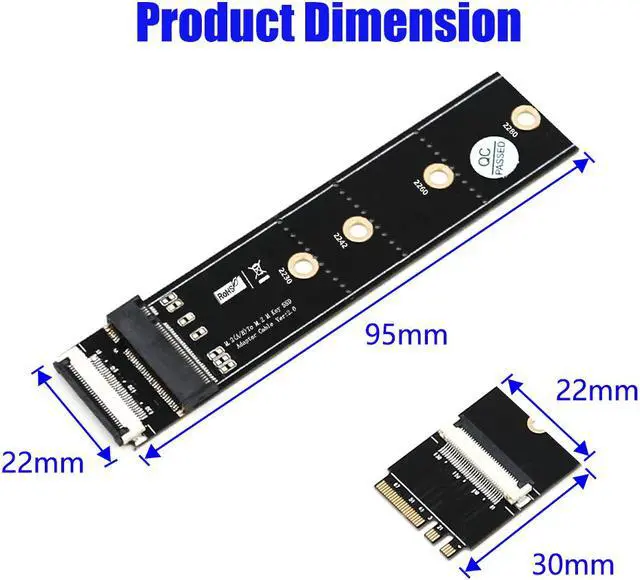 Alt view image 5 of 7 - NGFF (M.2)  Key M  to  Key A+E  Card with High Speed FPC Cable
