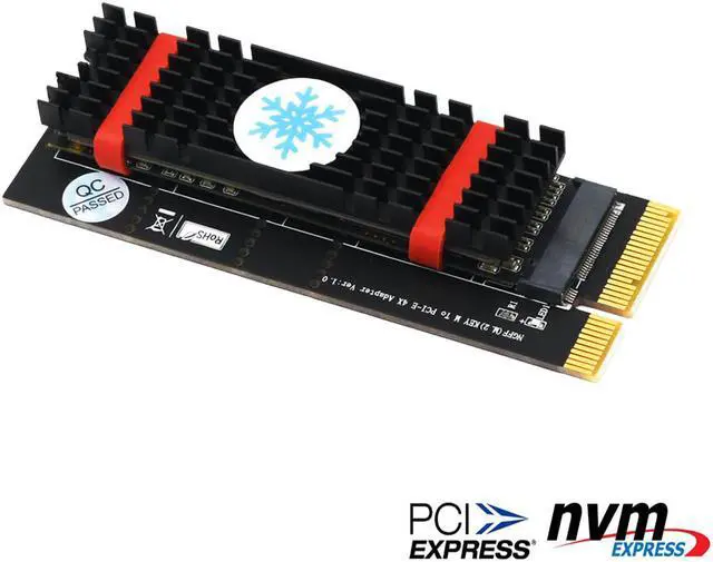Alt view image 2 of 7 - NGFF(M.2)  nvme M key SSD to PCI- E 4X Adapter with Heatsink(vertical installation)