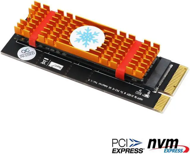 Alt view image 3 of 6 - NGFF(M.2)  nvme M key SSD to PCI- E 4X Adapter with Heatsink(vertical installation)
