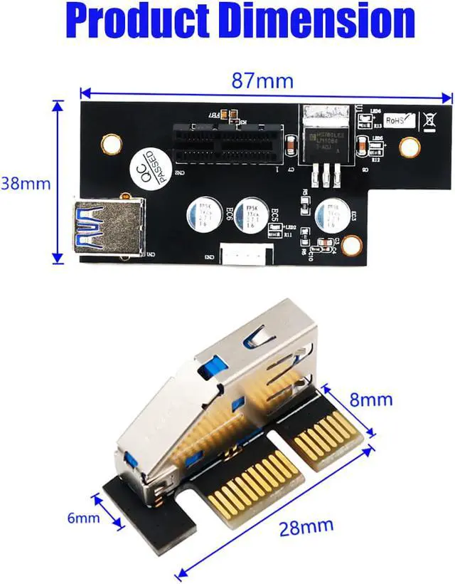 Alt view image 5 of 7 - High Quality PCI Express Cable PCI-E 1X to 1X/4x/8x/16x Riser Card Extender