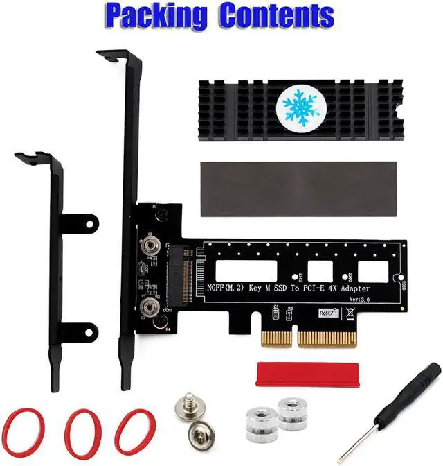 Alt view image 2 of 7 - M.2 NGFF PCI-e nvme  SSD to PCI Express 3.0 x4 Host Adapter  with heatsink -Black