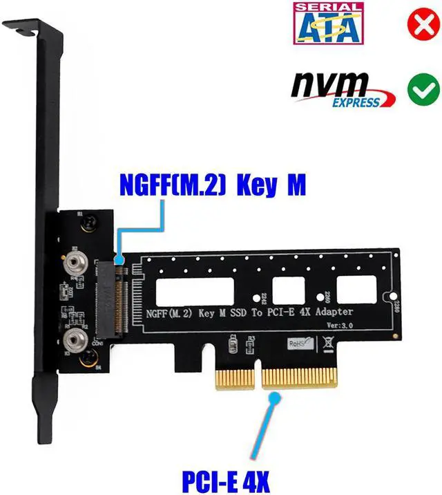 Alt view image 4 of 7 - M.2 NGFF PCI-e nvme  SSD to PCI Express 3.0 x4 Host Adapter  with heatsink -Black