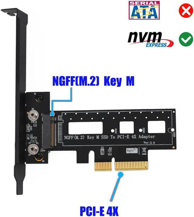 Alt view image 4 of 7 - M.2 NGFF PCI-e nvme  SSD to PCI Express 3.0 x4 Host Adapter  with Old style heatsink