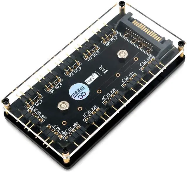 Alt view image 7 of 7 - 12way 5V RGB LED Splitter Hub with PMMA Case and Magnetic standoff for ASUS/MSI 5V 3pin LED controller