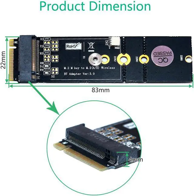 Alt view image 2 of 7 - NGFF (M.2) Key A to Key M  Adapter