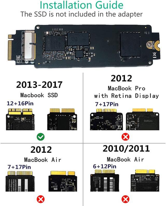 Alt view image 2 of 7 - PCIe SSD to M.2 Key M Adapter Card for 2013 2014 2015 2016 2017 MacBook Air Pro Retina Hard Drive Converter to NGFF M2