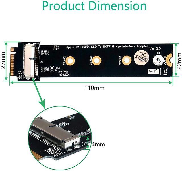 Alt view image 4 of 7 - PCIe SSD to M.2 Key M Adapter Card for 2013 2014 2015 2016 2017 MacBook Air Pro Retina Hard Drive Converter to NGFF M2