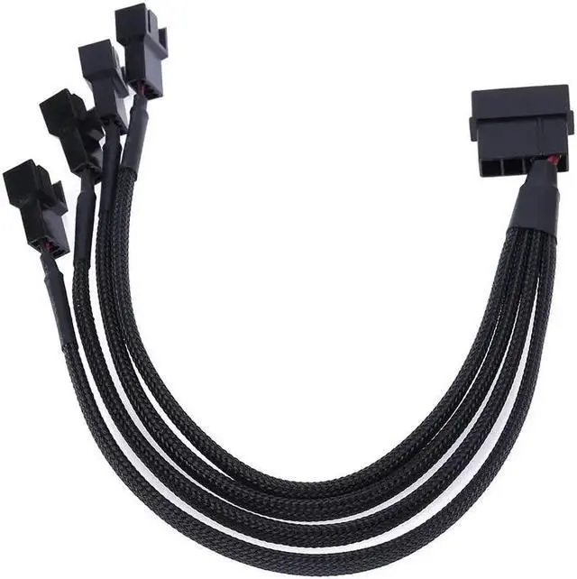 Alt view image 5 of 5 - 12V 27cm 4pin IDE Molex to 4-Port 3Pin/4Pin Cooler Cooling Fan Splitter Power Cable for Computer Fan Cable Splitter Power Cable