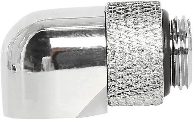 Alt view image 2 of 5 - 4 PCS Nickel-Plated Brass Silver Chrome G 1/4 Inch Male to Female 90 Degree Rotary Fitting Adapter for PC Water Cooling