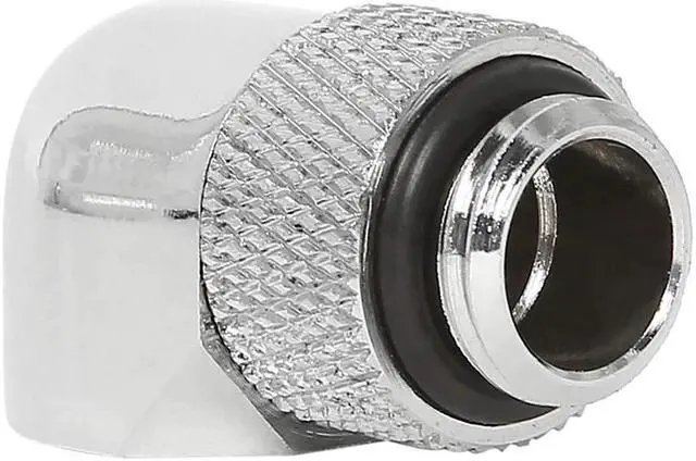 Alt view image 5 of 5 - 4 PCS Nickel-Plated Brass Silver Chrome G 1/4 Inch Male to Female 90 Degree Rotary Fitting Adapter for PC Water Cooling