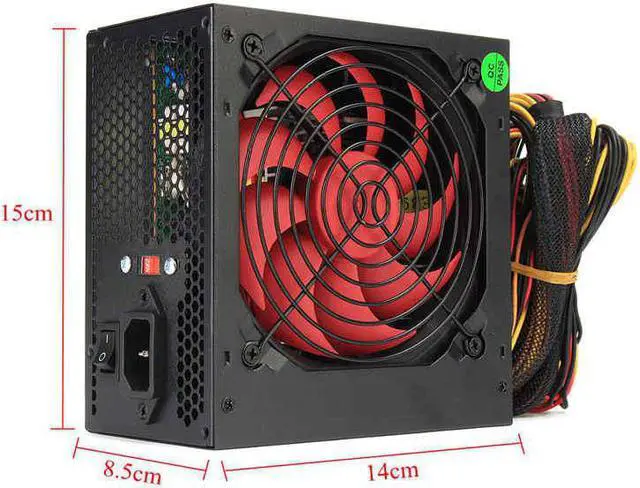 Alt view image 4 of 5 - MAX 700W PCI SATA ATX 12V Gaming PC Power Supply 24Pin / Molex /Sata 700Walt 12CM Fan New Computer Power Supply For BTC