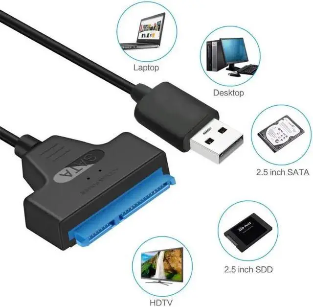 Alt view image 4 of 5 - 2.0 to SATA 22Pin Adapter Copper Wire Core and ABS Cable HDD SSD External Hard Drive Converter Wire Apply 2.5 inch SSD