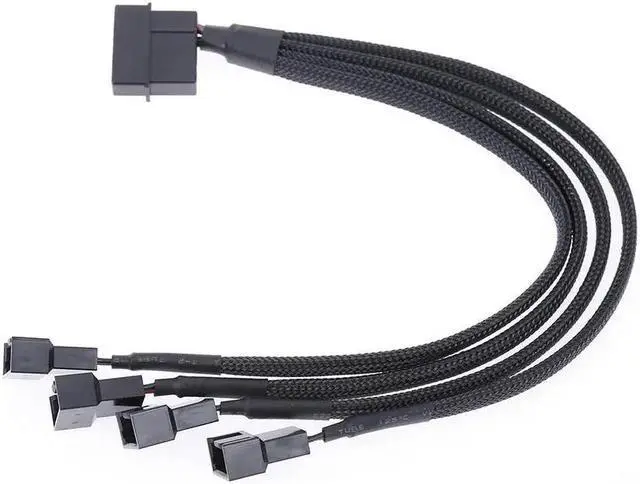 Alt view image 4 of 5 - 12V 27cm 4pin IDE Molex to 4-Port 3Pin/4Pin Cooler Cooling Fan Splitter Power Cable for Computer Fan Cable Splitter Power Cable