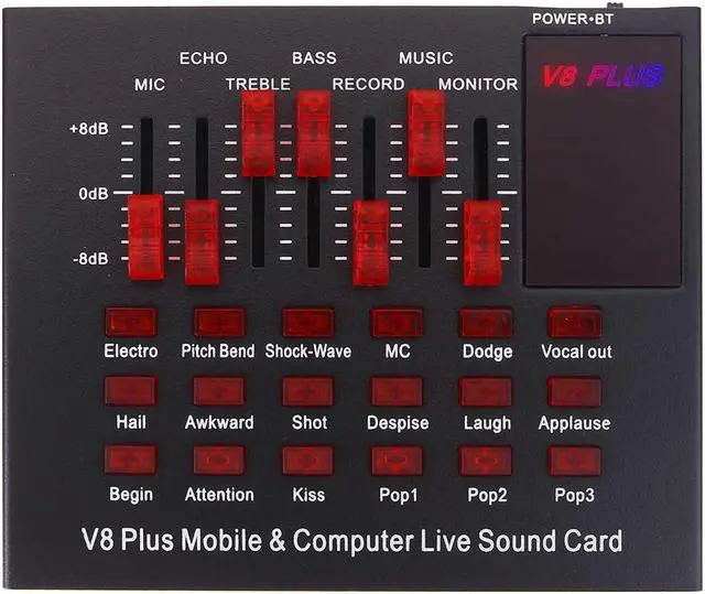 Alt view image 2 of 5 - PLUS Bluetooth Sound Card Audio USB Headset Microphone Webcast Live Sound Card Interface External 18 Sounds Card for Singing