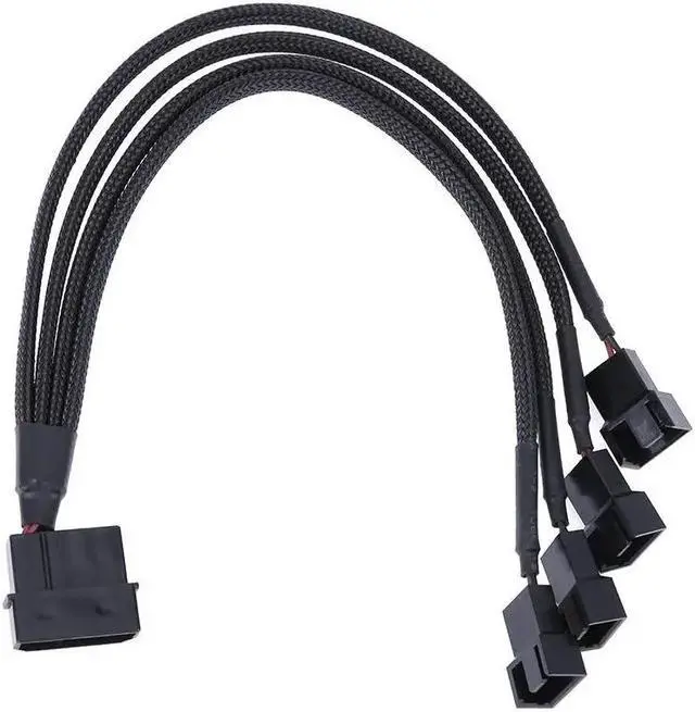 Alt view image 3 of 5 - 12V 27cm 4pin IDE Molex to 4-Port 3Pin/4Pin Cooler Cooling Fan Splitter Power Cable for Computer Fan Cable Splitter Power Cable