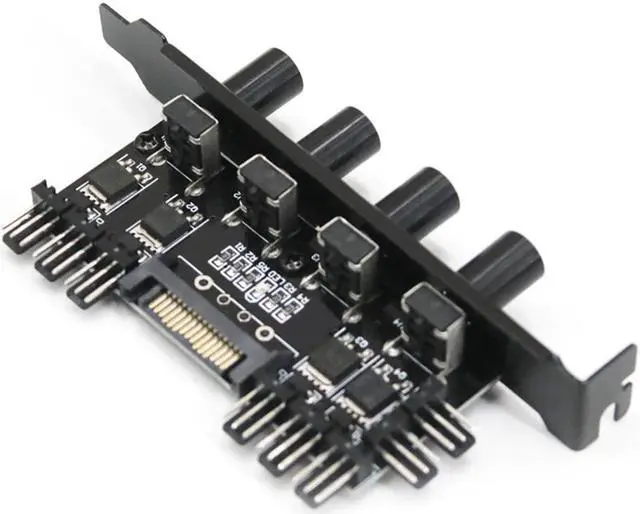 Main image of 12V Computer Case Fan Hub Regulator 8 Way 4 Knob SATA/3Pin Speed Controller Fan Control cooling fan hub
