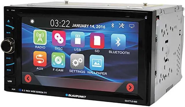 Alt view image 7 of 8 - BLAUPUNKT SEATTLE 660 Blaupunkt D.Din 6.2 Touchscreen AM/FM/CD/DVD/BT/USB